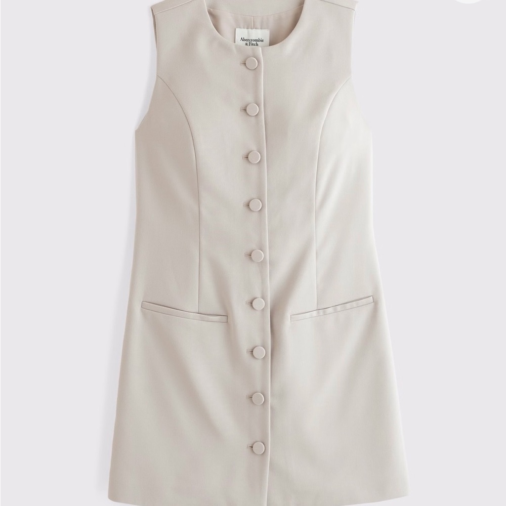 Abercrombie & Fitch Cream Button-Front Mini Dress